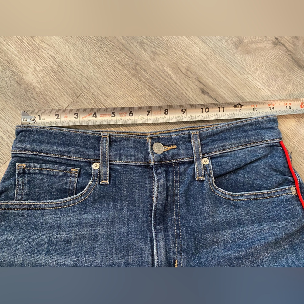 Levis Mile High Shorts Womens 27 Blue Wide Leg Denim Red Stitching Cutoff Summer - Picture 4 of 6